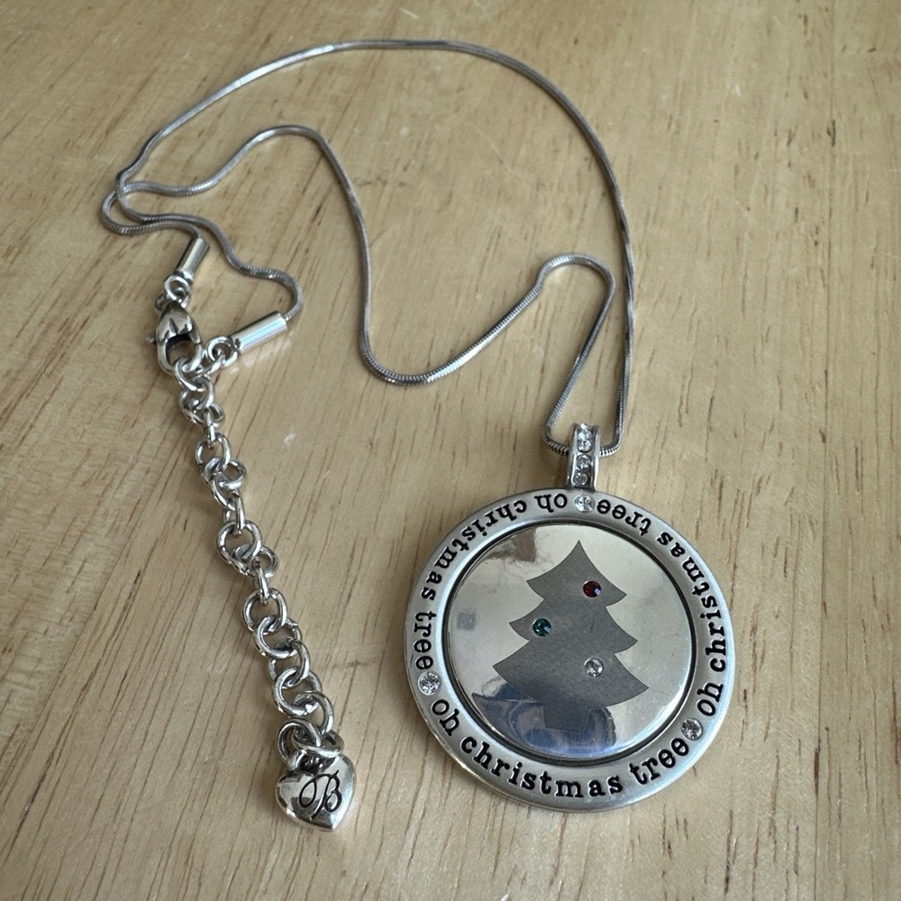 Brighton‎ Reversible Oh Christmas Tree Crystal Pendant Necklace 18.5 Inch Adjust - Picture 2 of 8